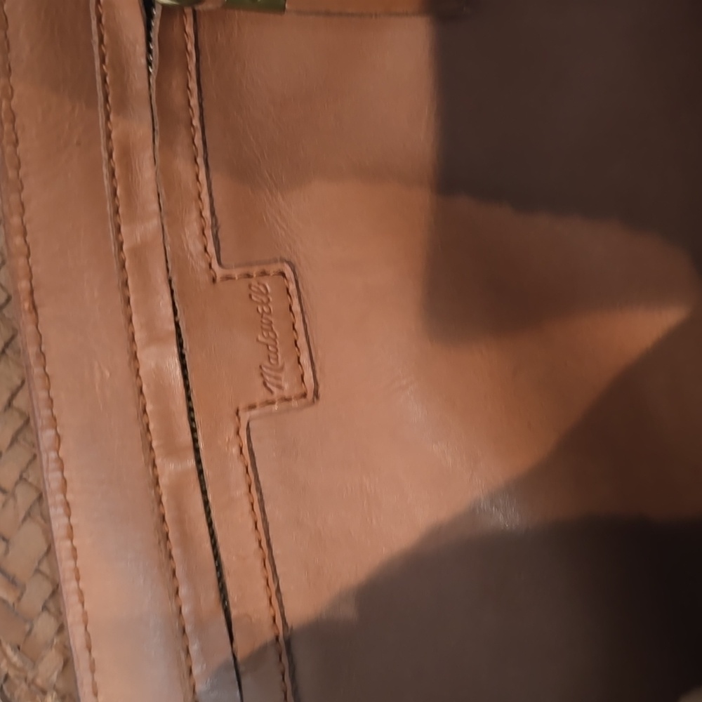 Madewell The Medium Transport Tote: Woven Leather Edition In Burnished Caramel - Picture 11 of 12